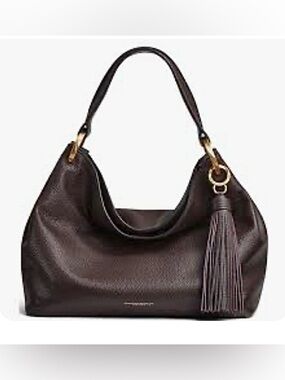 Donna Karan Glengood Chocolate Plum Leather Hobo Bag Tassel NWT w Dust Bag